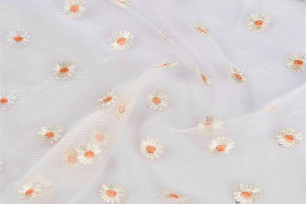 Daisy Embroidery on Tulle